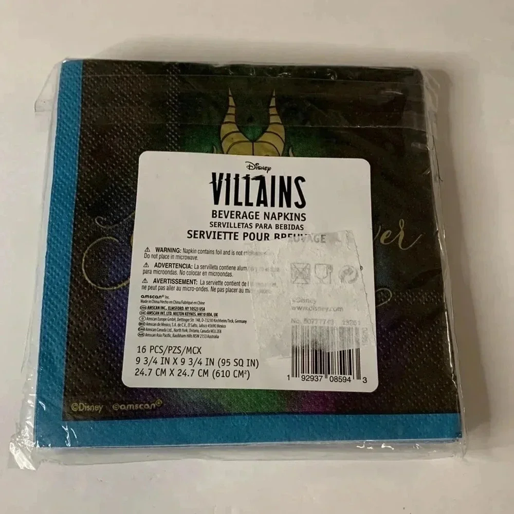 Disney Villains Halloween Napkins 2-Ply Paper 16 Count New